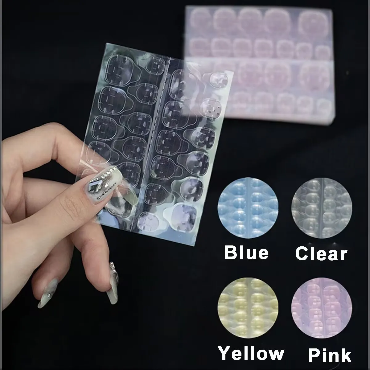 120Pcs False Nails Sticker Transparent Double-Side Adhesive Tapes Stickers Press on Fake Nail Tips Extension Sticker