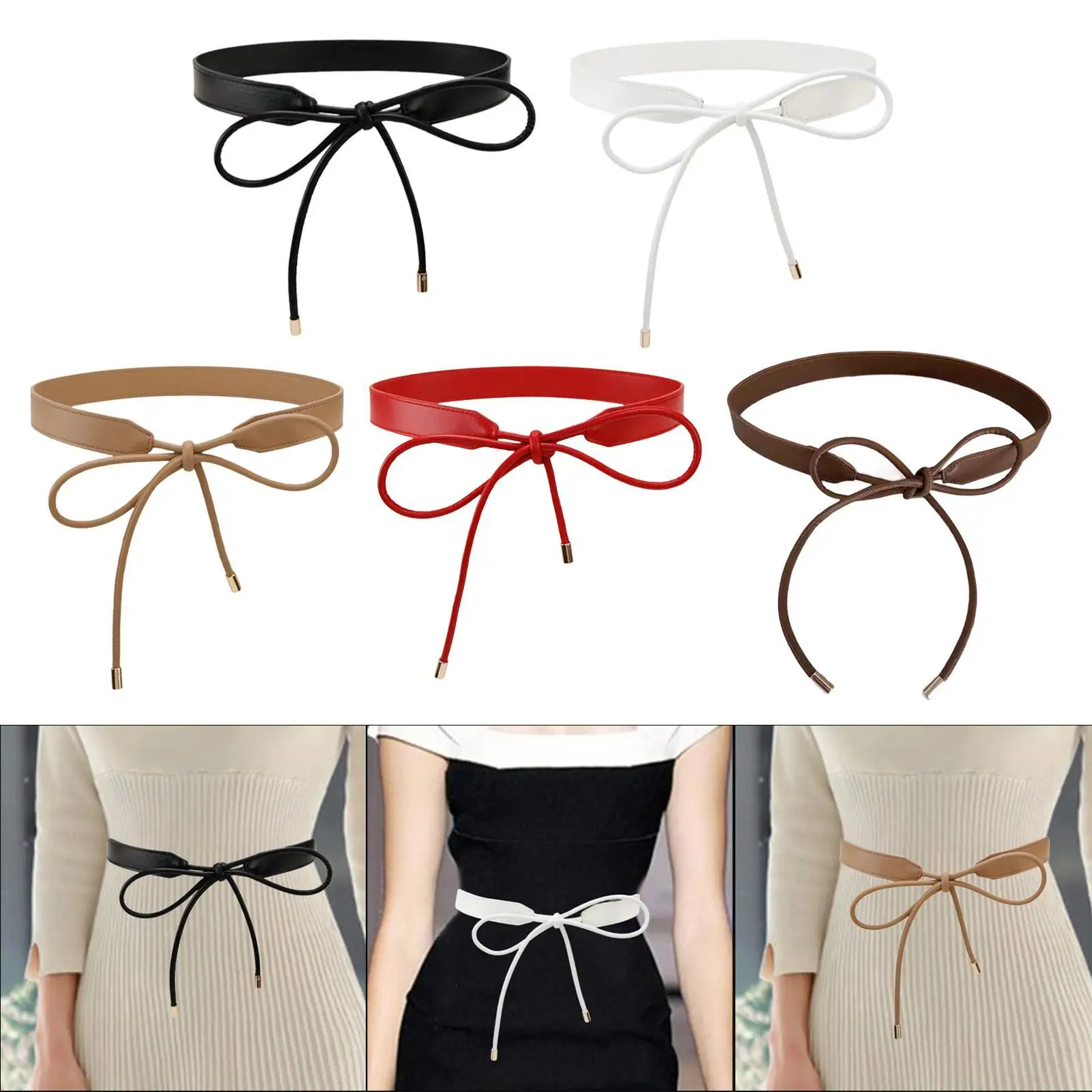 Ceinture en cuir pour femmes, nœud papillon décoratif, pour robes, Jeans, vêtements, pull