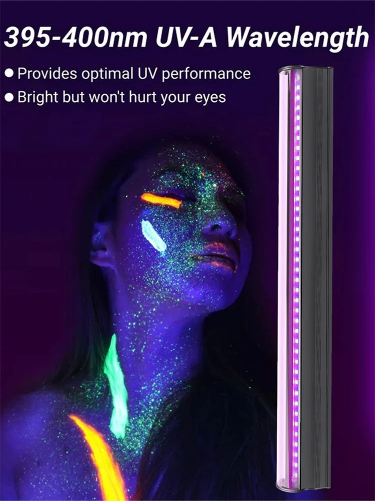 LED Black Light 6W 395nm T5 UV Blacklight Bar for Fluorescent Tapestry Poster Body Paint Glow Halloween Decor Xmas Party