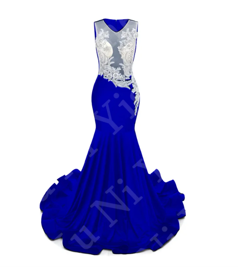 Vestido largo de noche de sirena sin mangas, traje Formal de color azul real y Burdeos para fiesta, novedad de 2024