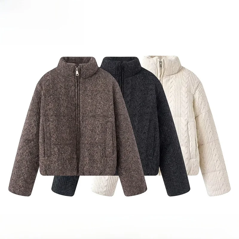 

EVEA Новая женская модная вязаная теплая верхняя одежда для осени и зимы, трансграничная модель 638223, повседневная свободная куртка на молнии