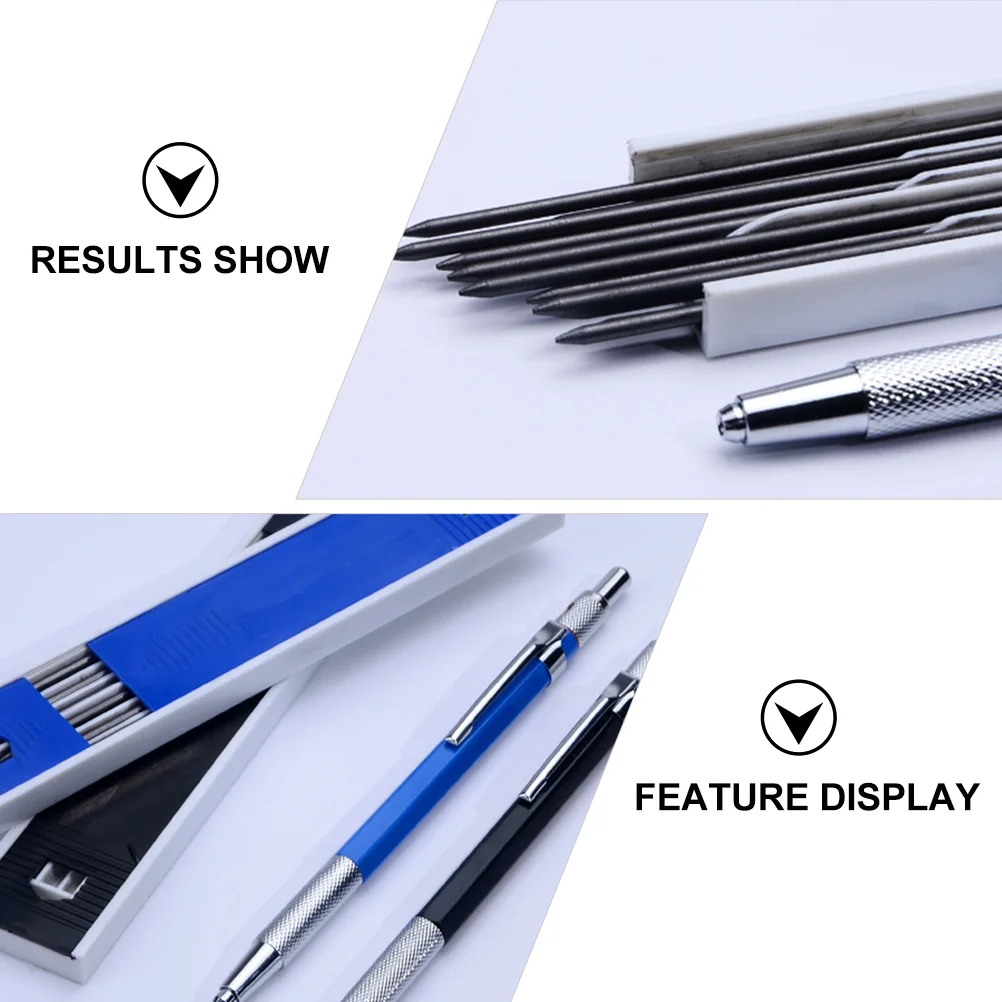 2 Sets Drawing Engineering Pen Carpenter Pencil Office Lead Pencils Mechanical Non-slips Metal