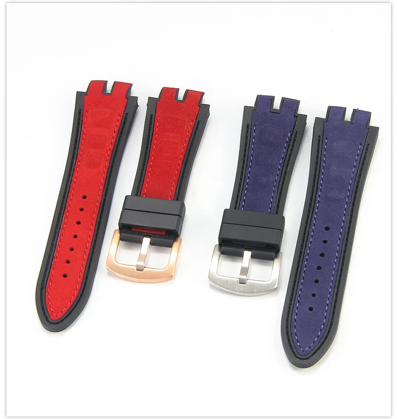 28mm Nubuck Nylon  Belt Soft Rubber Back Watch Band Accessories For Roger Dubuis Strap EXCALIBUR Series Pin Buckle