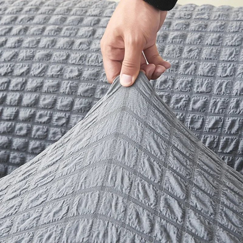 Image 4: Housse de canapé premium en seersucker, extensible, universelle, anti-poussière pour salon et maison
