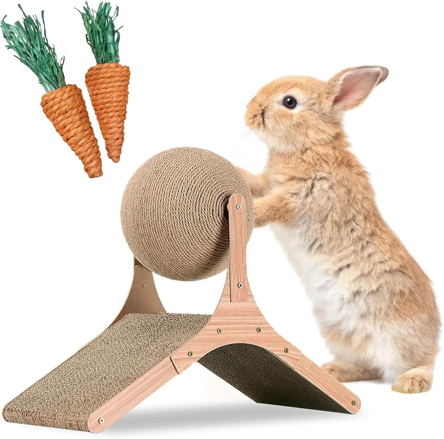 

Rabbit Scratch Toy,Natural Sisal Rope Claws Scratcher Cardboard Pad Bunny Scratching Ball for Indoor Bunnies Kittens Chinchillas