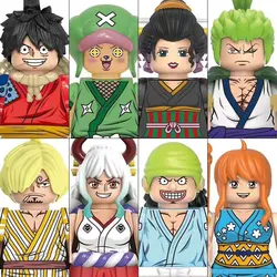 Figuras de One Piece, bloques de construcción, Luffy Zoro, Mini figuras de acción de Anime, cabezas de Series, juguetes educativos para niños, regalos de cumpleaños