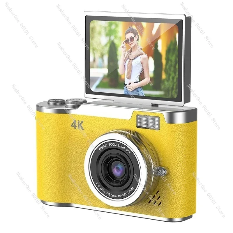 4K Digital Camera High Pixel HD, Self Timer Phone Upload for Student Travel, Retro CCD Photography