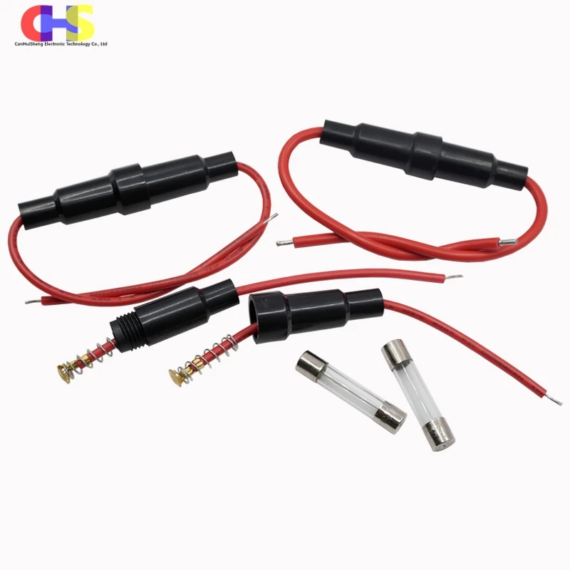 5 Paar Met 22awg 20awg 18awg 16awg Draadkabel 6*30Mm Glazen Zekeringhouder Schroef Type Geschikt Voor 250V 6X30Mm 1a-30a Buiszekeringen