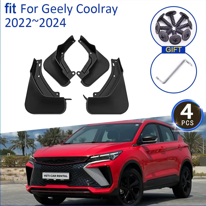 For Geely Coolray 2021 2022 2023 2024 Accessories Mudflaps Mud Splash Guards Front Rear MudGuards Fende Flare Anti-splash Parts