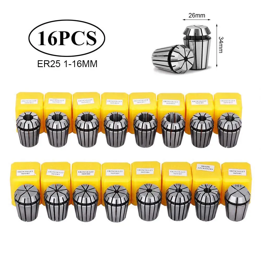 1PCS ER25 스프링 콜렛 1-16MM 정밀도 0.008 스프링 콜렛 척 CNC 조각기 및 밀링 선반 공구 홀더용