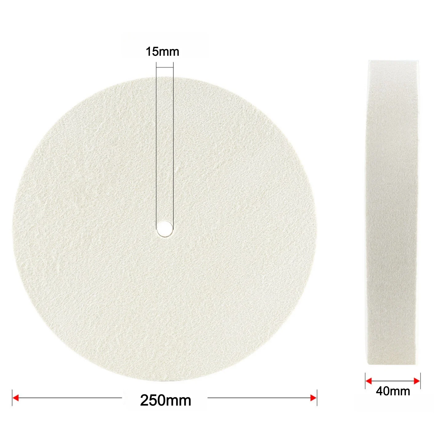 1 Stück 250mm Durchmesser * 40mm Dicke Wollfilz-Polierpad Winkelschleifer-Scheibe Polierpads für Metall, Glas, Marmor, Keramik – Detail 2