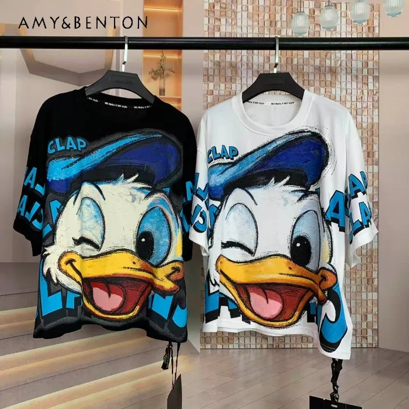 

Trendy Brand Spring-summer New Girl Cartoon Youthful Cute Y2k Tshirts Fashion Loose Oversized Short-sleeve T-shirt Top For Women