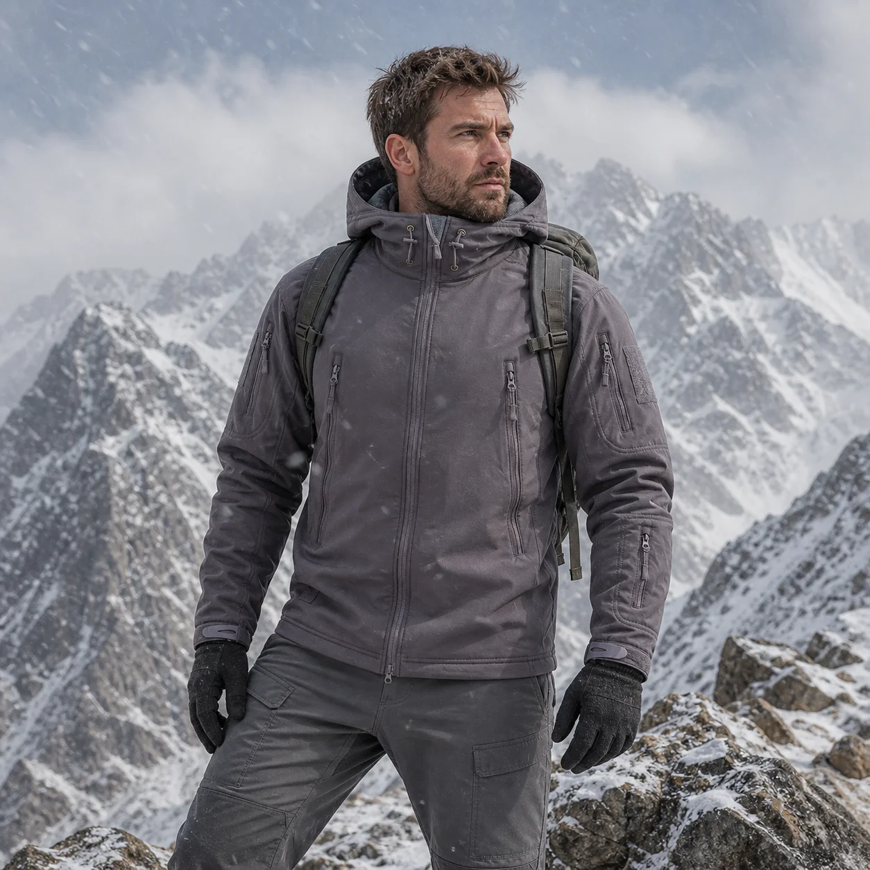6XL Winter Fleece Field Jacket Men Soft Shell Tactical Waterproof Windbreakers Army Combat Coat Hunting Climbing Clothing