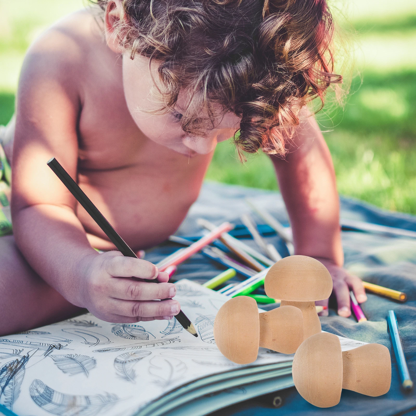 

50 шт., граффити, сделай сам, деревянные грибы, набор для рукоделия из натурального дерева для детей, забавное искусство, настольный пейзажный орнамент