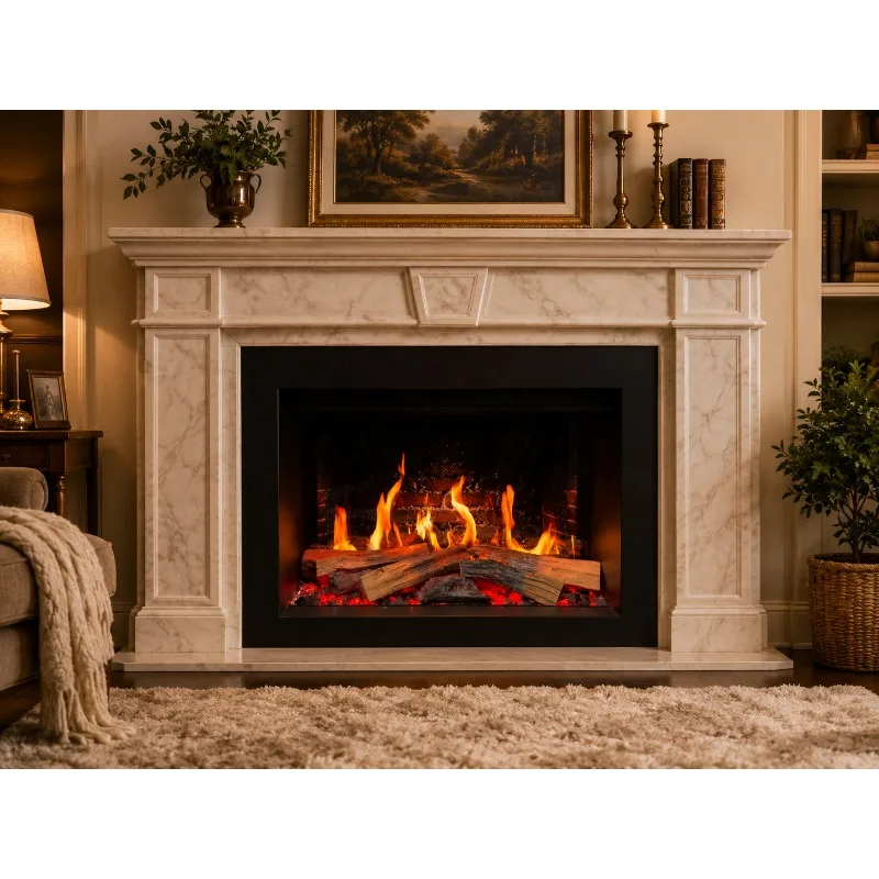 Newly Designed 32 Inch Holographic Electric Fireplace With Remote Control 1500W Adjustable Thermostat Metal Construction