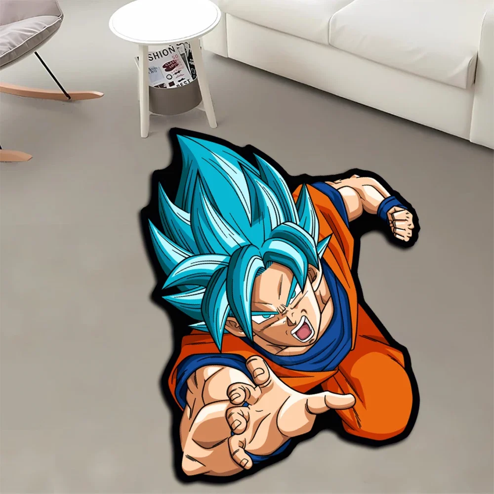 Alfombras de área Irregular Anime Dragon Ball Blue Goku, alfombra personalizada con ilusiones ópticas, alfombra impresa para decoración del hogar