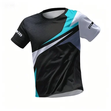 Sports Gradient Themed Short Sleeved Men's Thin Breathable Fitness T-shirt image 3