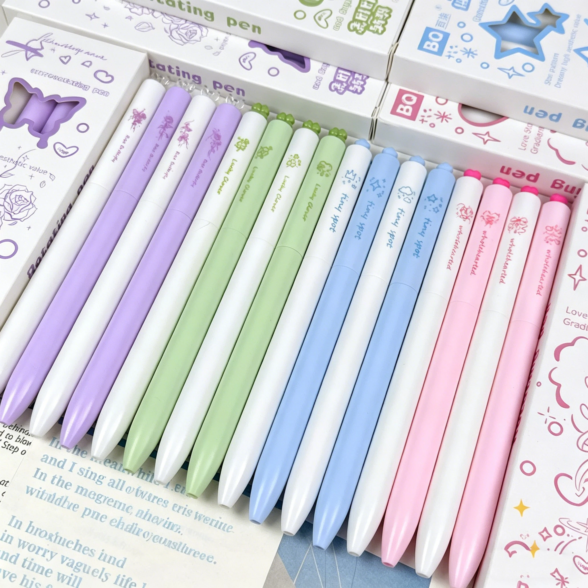 

16pcs/lot Cute Twist Pen Retractable Gel Pens for Girls, Kawaii Fashion Stationery Smooth Writing School Office Supplies (0.5m