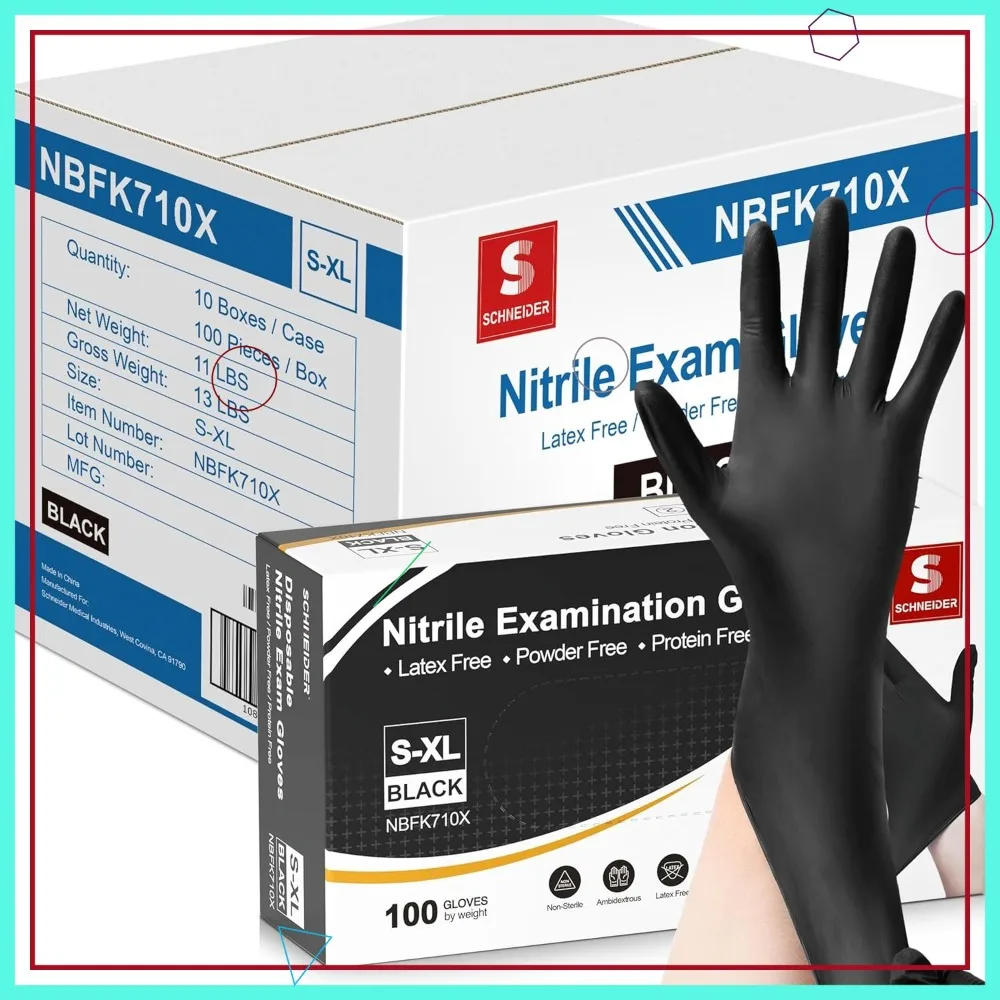 

Нитриловые смотровые перчатки, черные, размер M, упаковка 1000 шт., толщина 4 мил, без латекса и пудры, для безопасности пищевых продуктов