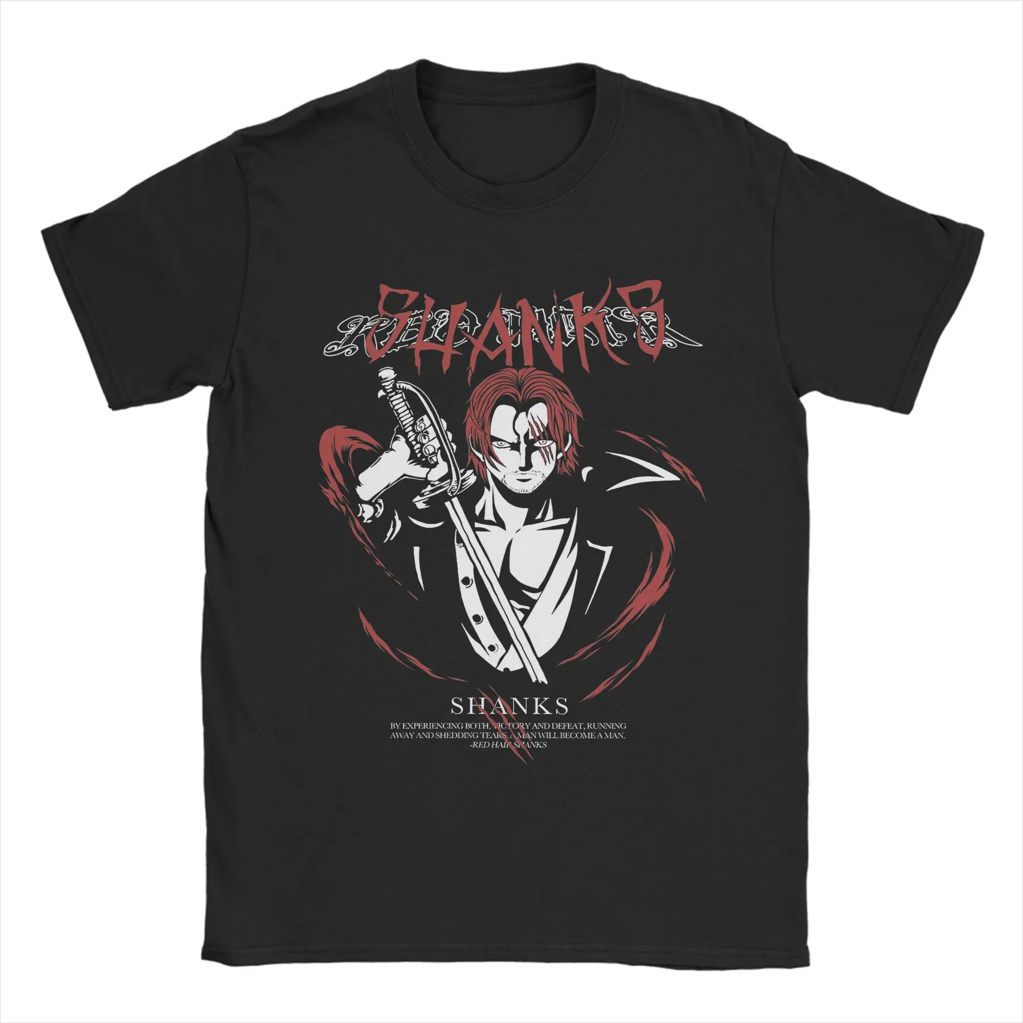 Men T-Shirt Red Legend  One-Armed Warrior Shanks Anime Unique Cotton Tee Shirt Short Sleeve  T Shirt Crewneck Clothes Gift Idea