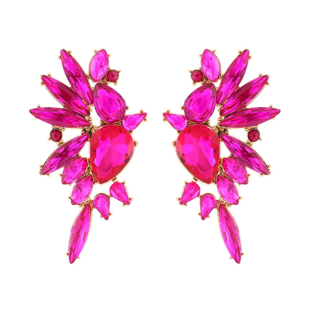 Exaggerated light luxury rhinestone earrings women's super flash big stud earrings fashion high sense earrings wholesale
