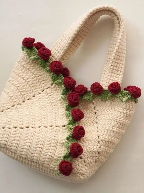 

DIY Crochet Rose Flower Bag Material Kit Transform Your Own Flower Knitting Wool Blanket into a Unique Handbag