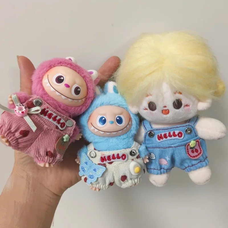 

Mini 17cm/10cm Labubu Doll Clothing Set V1 V2 V3 V4 Pin Love Series Vinyl Doll Labubu Overalls Suit 10cm Cotton Doll Dress-Up