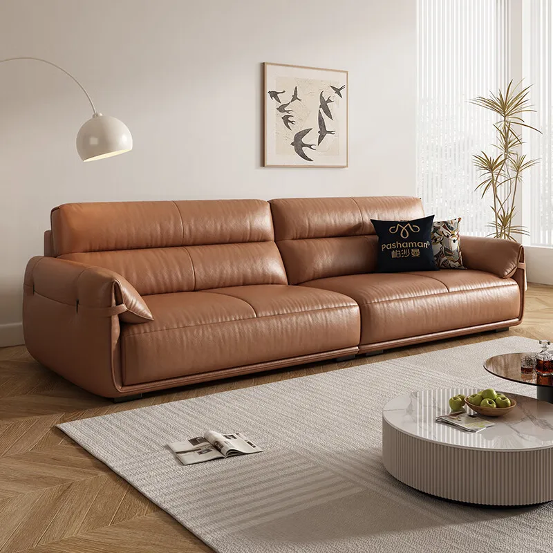 

Wholesale Modern Italian Living Room Furniture Sofa Set Grey Genuine Leather Sofa Couch Modern