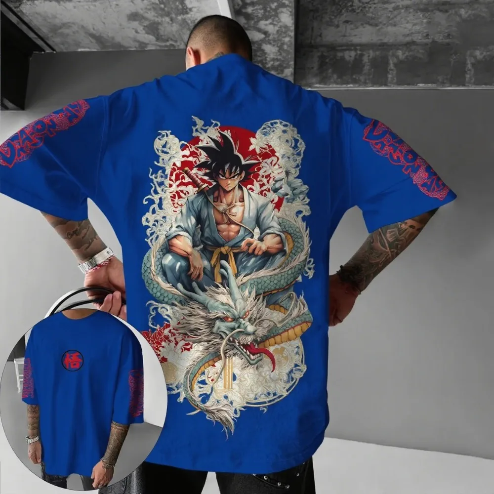 Dragon Ball Z Super Saiyan Son Goku hommes Version ample rue garçons T-Shirt été décontracté Anime imprimé coton enfants haut