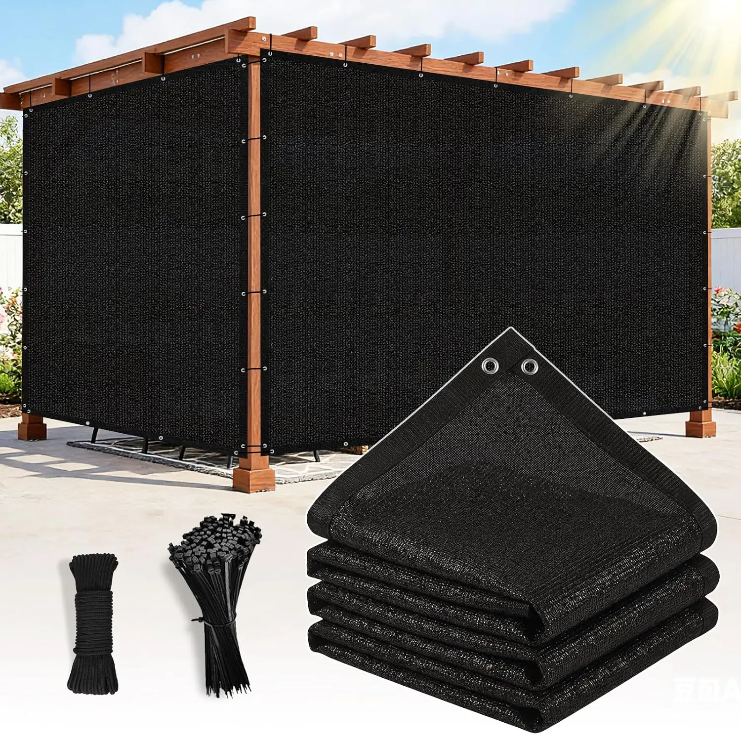 90% Sun Shade Cloth with Grommets, 13' X 20' Pergola Cover, UV Mesh Tarp for Outdoor Patio Garden Gazebo Porch, Customized