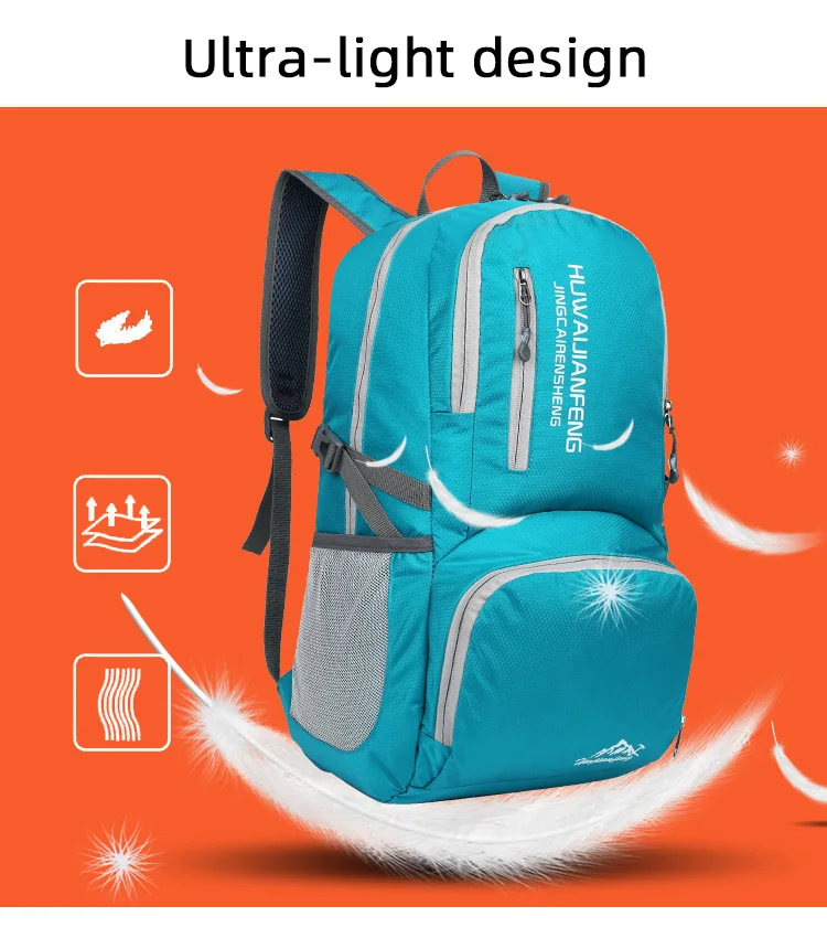 28l packbarer Rucksack faltbare ultraleichte Outdoor-Reisetasche großer zusammen klappbarer Rucksack Wander reise rucksack Bergsteiger-Tages rucksack Geringes Gewicht hohe Kapazität Wasserabweisendes Gewebe Top Punc – Detail 8