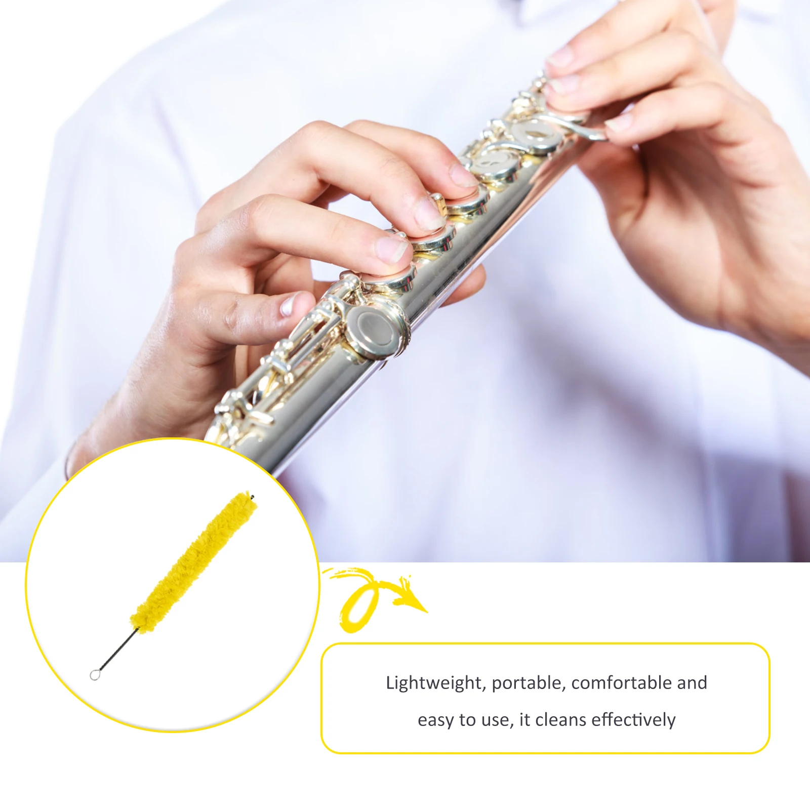 

Flute Cleaning Brush Long Professional Portable Cotton Thread Durable Reusable Flute Care Tool for Inside Tube Cleaning