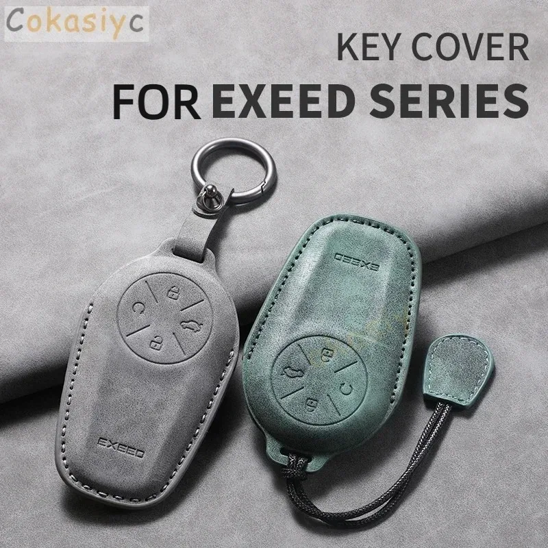 for Chery EXEED LX TXL AtlantiX ET ES VX Car Fob Holder Keychain Leather Car Key Case Cover Shell Fob Long style