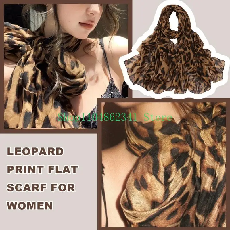 5asd 180cm Leopard Print Scarf Fashionable Neck Wrap Shawl Comfortable & Breathable