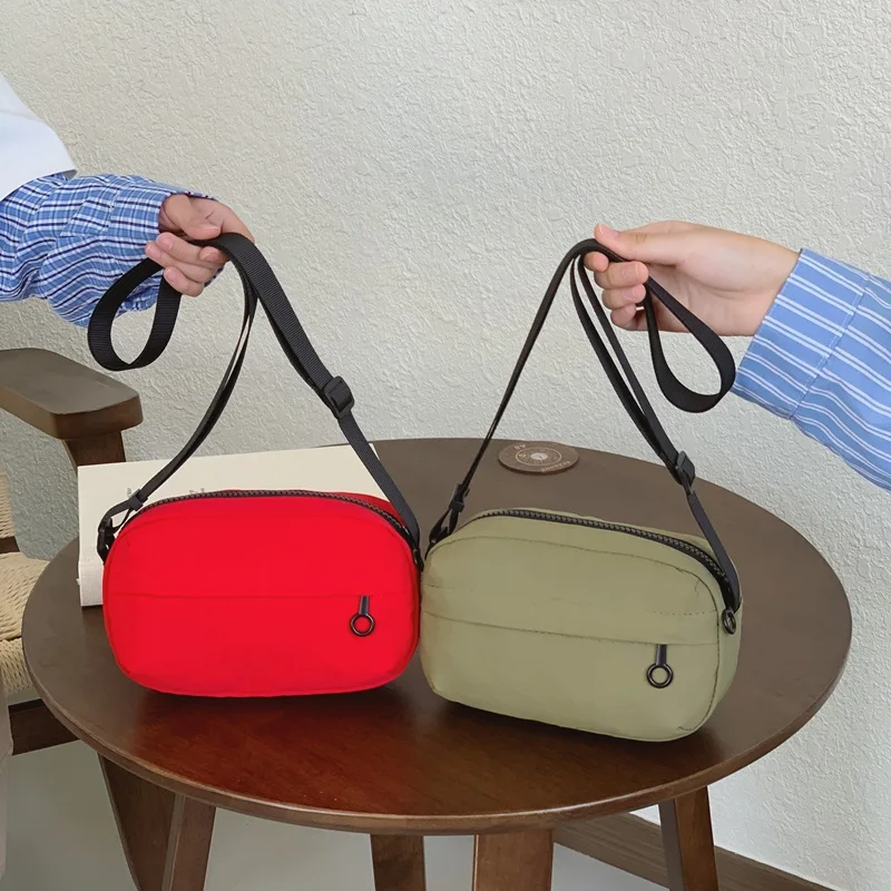 Minimalist Solid Color Crossbody Bag, Lightweight Nylon Sling Bag for Women & Kids, Adjustable Strap Casual Shoulder Bag for Dai