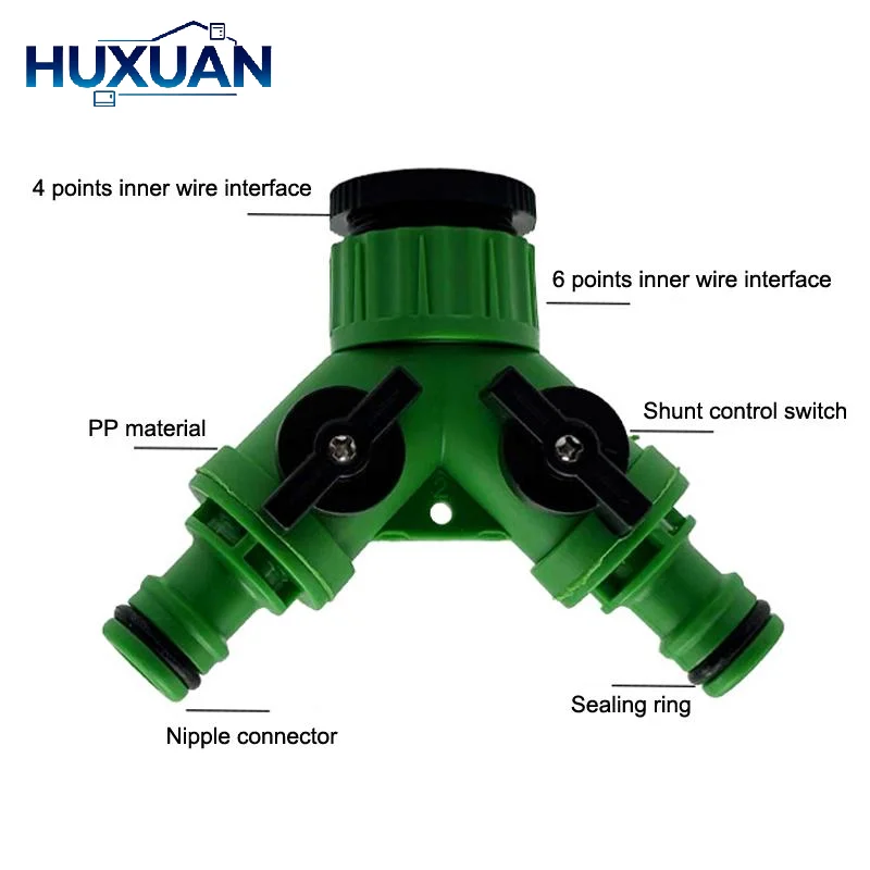 Plastic Y-Type 3 Way Garden Water Hose Splitter, Dual Outlet Pipe Adapter With Independent Switch Valve For Irrigation