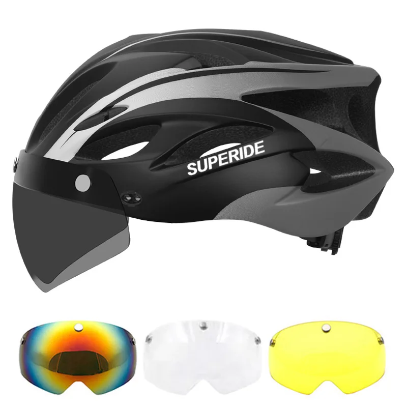 SUPERIDE Rennradhelm Herren Damen Fahrradhelm mit Visier und Schutzbrille Sport Ultraleichter MTB-Fahrradhelm
