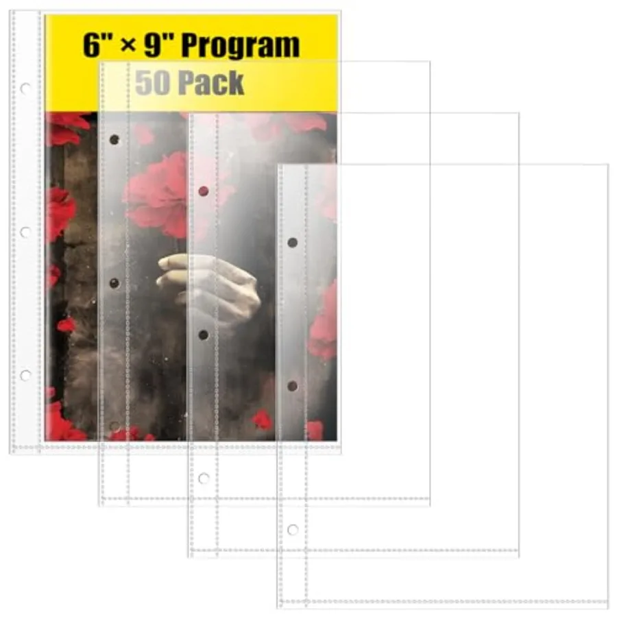 6 × 9 أكمام كتيب 50 حزمة من واقي الصفحة لـ Broadway Play Progr and Theatre Progr TopLoading Sheet Protector
