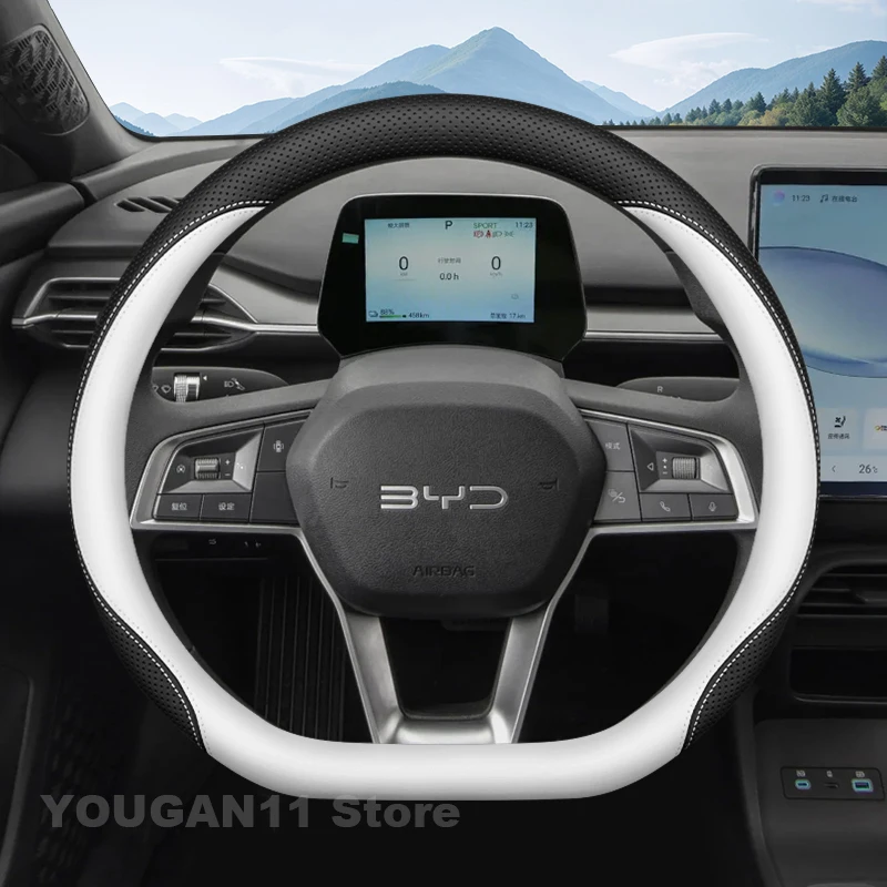 

Car Leather Steering Wheel Cover For BYD Atto 2 3 King DM-i Yuan pro 2022-2025 Wear-resistant Auto Steering Wheel Accessories