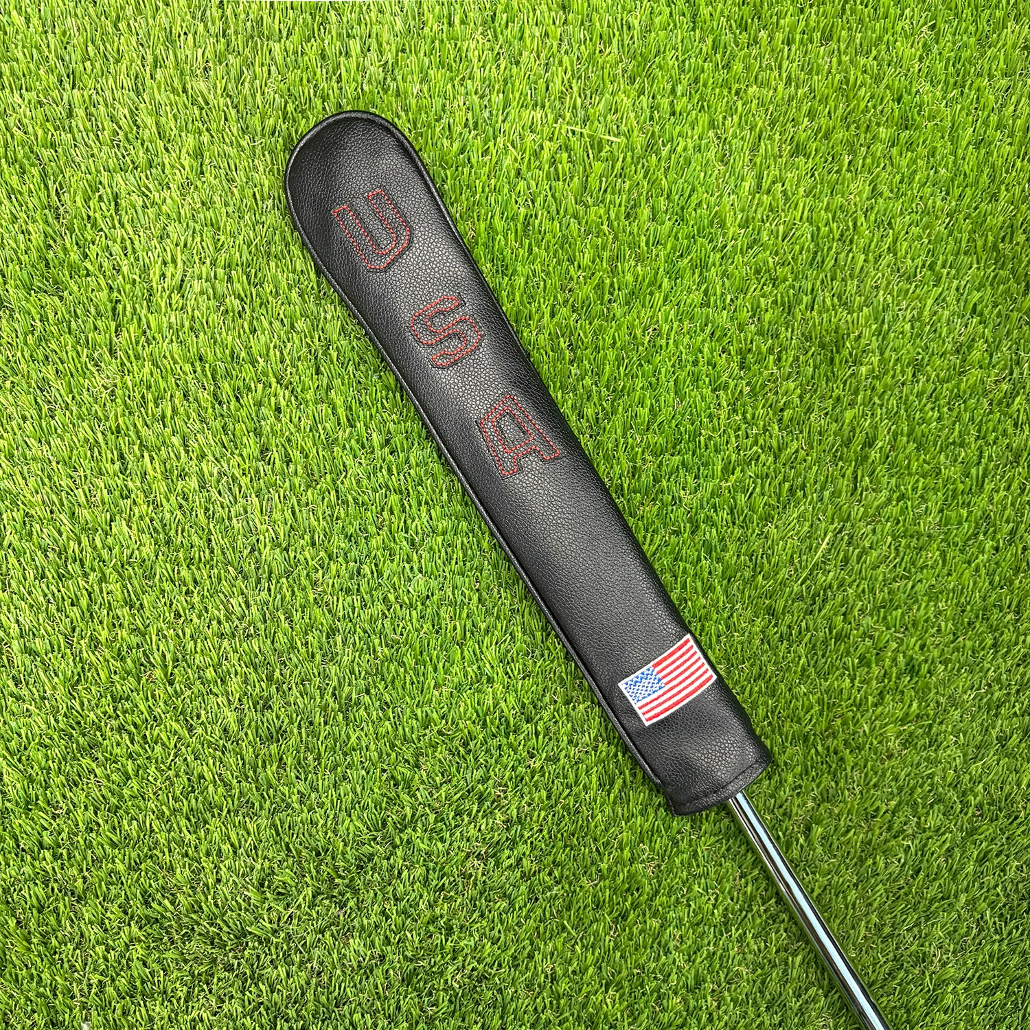 Golf Alignment Rod Cover Aiming Training Aid Headcover PU Waterproof Leather Embroidery Head Protection Golf Accessories
