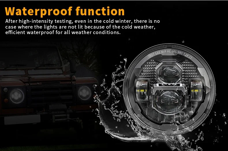 7 Inch Round Led Projector Headlight Pair for Jeep for Toyota for Land Rover Defender