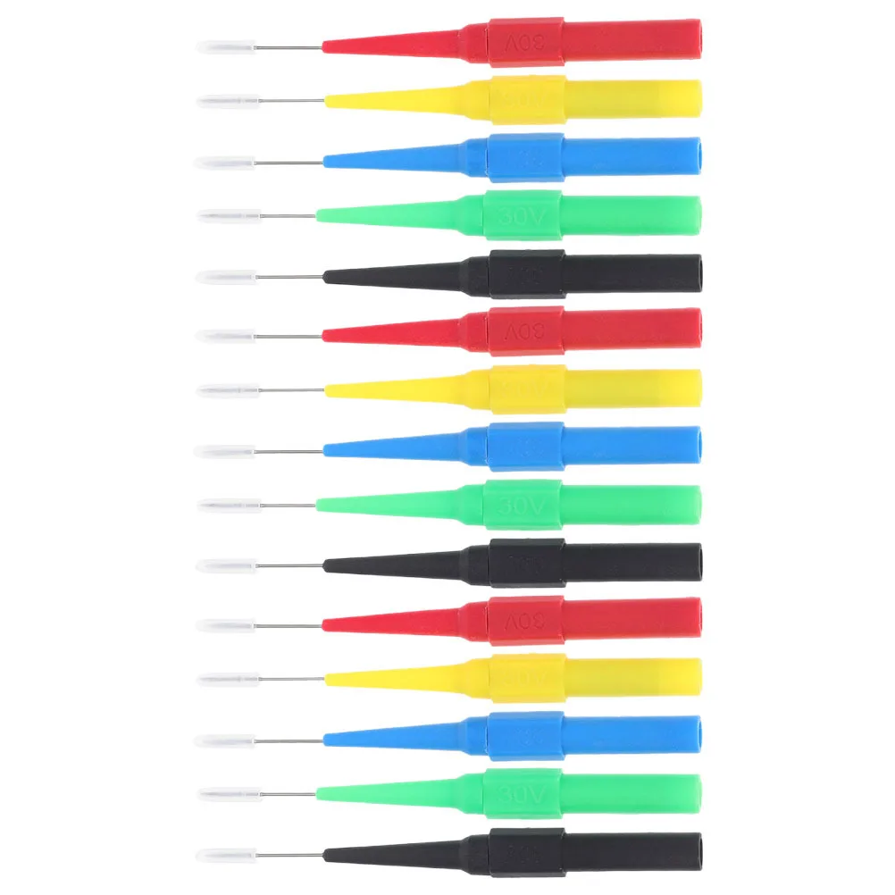Sondas de teste de piercing de fio para reparo automotivo, 15 peças, 0.7mm, pino traseiro de isolamento, multímetro, diagnóstico elétrico de carro, testador de tensão