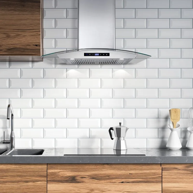 Hot Selling Wall Mount Range Hood Curved Glass Ducted Convertible Ductless Requires Additional Filter Comfortable and Durable