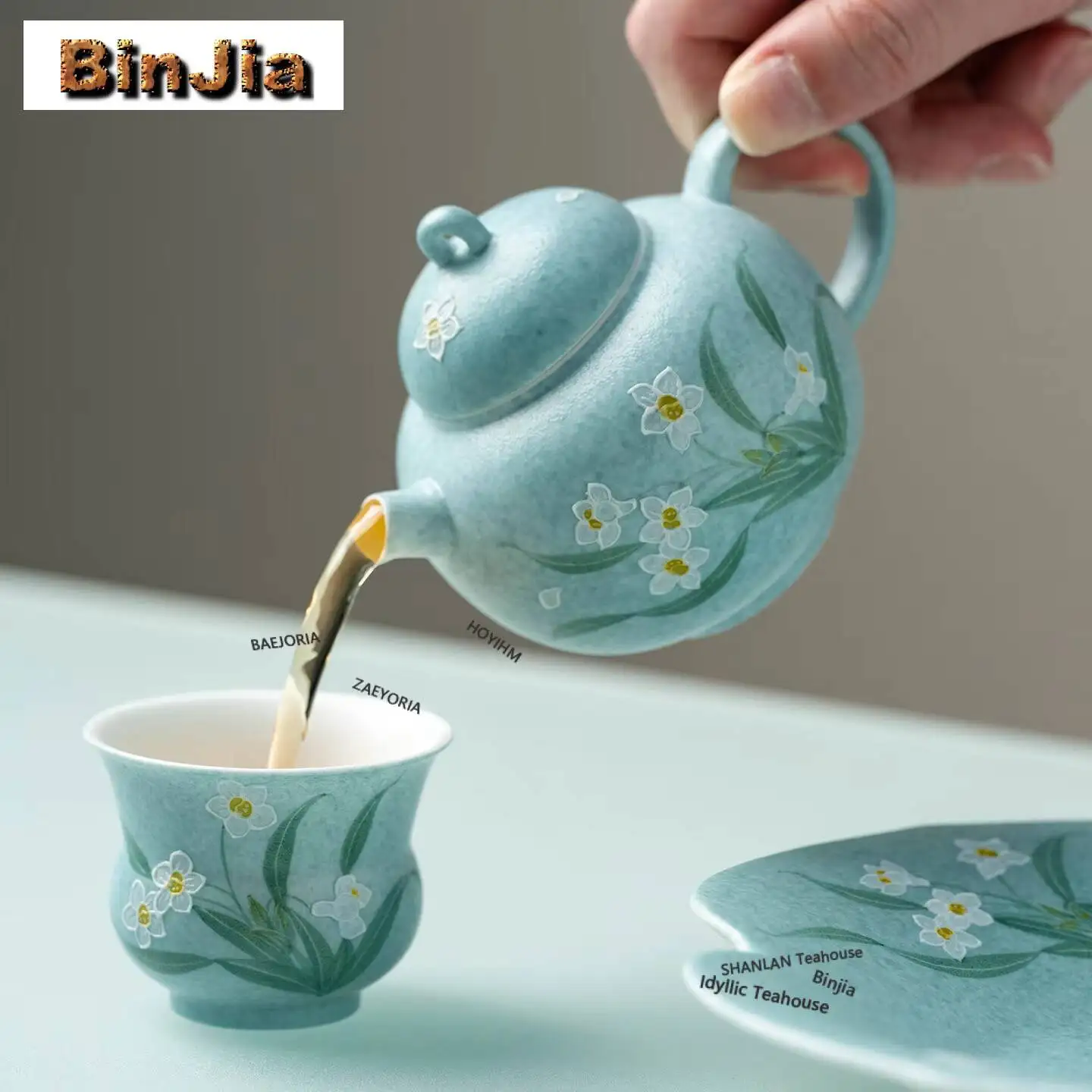 145ml Hand-painted Daffodil Teapot Traditional Tea Infuser Pot Tea Brewing Kettle With Strainer Chinese Tea Set Collection