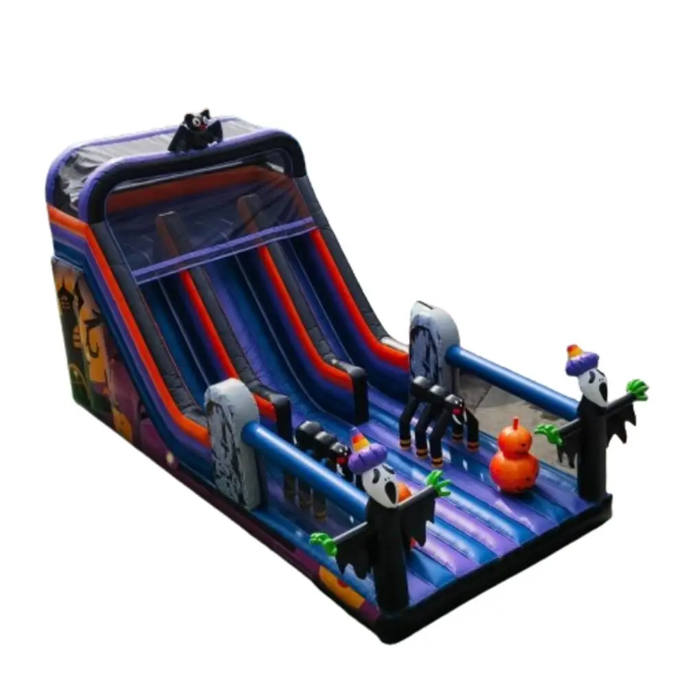 Halloween Outdoor Ghost Pumpkin Inflatable Bouncer Slide Bouncing Castle with Slide