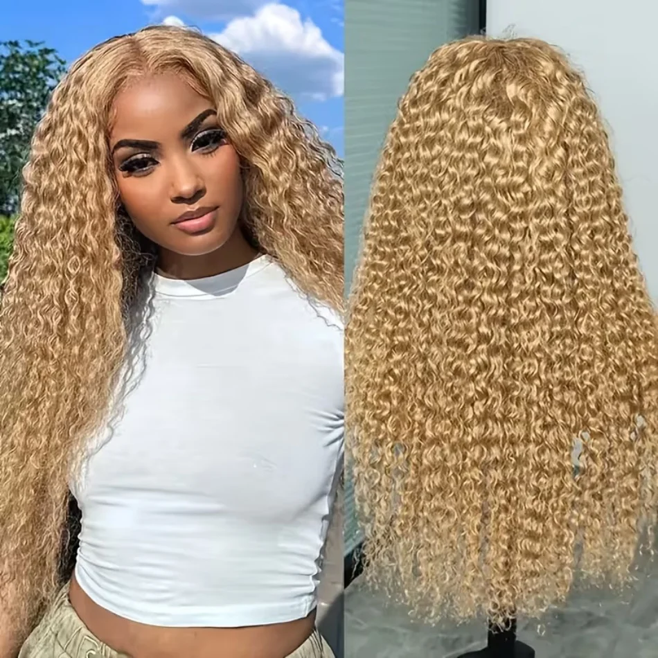 

Парик Deep Wave с кружевной передней частью, 30-36 дюймов, медово-русый, HD 13x6 13x4, прозрачный фронтальный парик, плотность 210% # 27-дюймовый кудрявый парик из натуральных волос