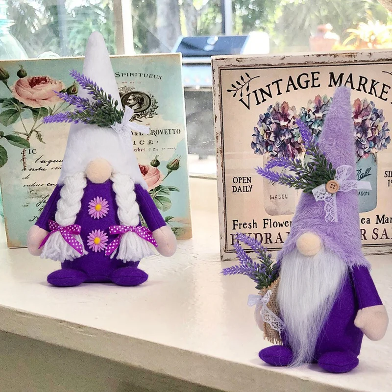 Spring Gnome Decor Lavender Gnome Home Decor Swedish Gnome Gifts Handmade Kitchen Decor Spring Tier Tray Decor