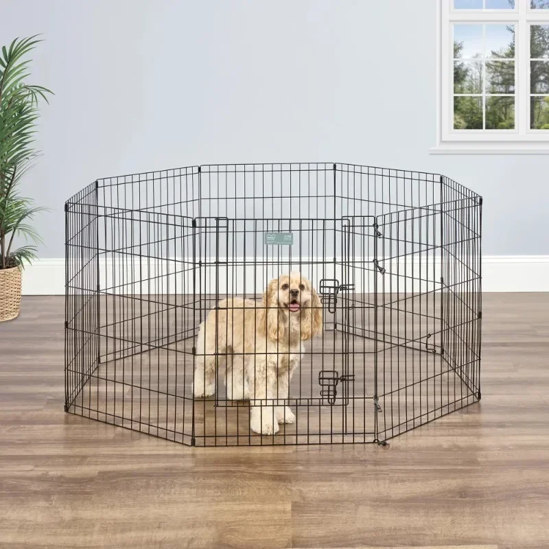 Metal Black Exercise Pet Dog Playpen with Door , 30