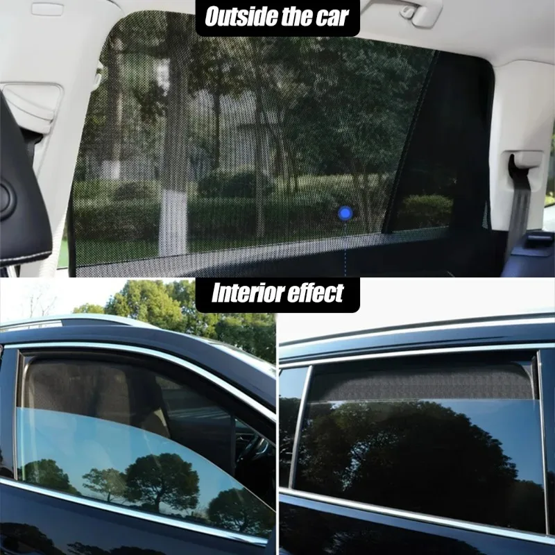 Car Sunshade Curtain Auto Window 5D Carbon Yarn Magnetic Suction Thermal Insulation Sunshade Cloth Unidirectional Perspective