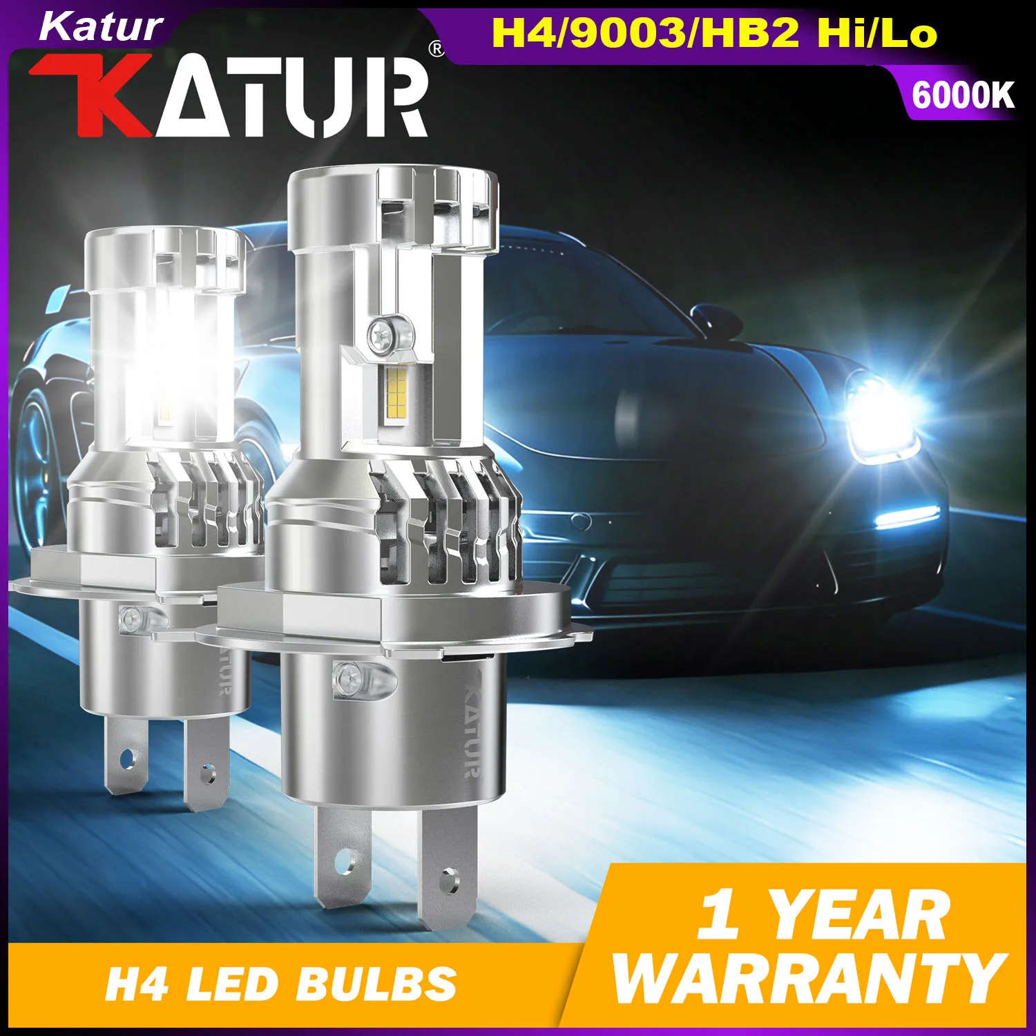 Katur 2pcs H4 9003 HB2 Car Led Headlight with Fan 55W Halogen Replacement 40000Lm 200W Dual Beam For Suzuki Samurai 1998~2004